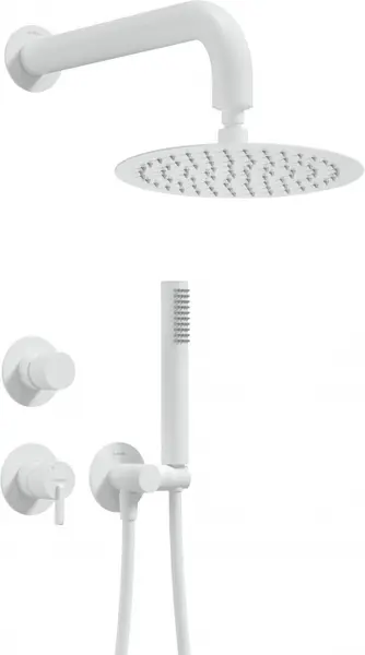 Set de dus incastrat, cu palarie, para de dus si baterie, alb, Deante Silia Hexa