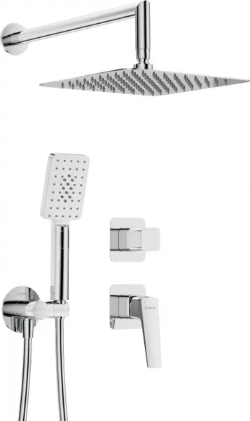 Set de dus incastrat, cu palarie, para de dus si baterie, crom, Deante Blur