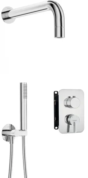 Set de dus incastrat, cu palarie, para de dus si baterie cu termostat, otel, Deante Silia