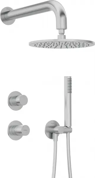 Set de dus incastrat, cu palarie, para de dus si baterie, otel, Deante Silia Hexa
