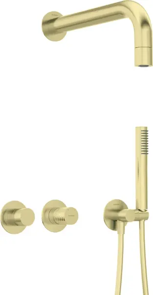 Set de dus incastrat, dus ploaie, para de dus si baterie orizontala, auriu, Deante Silia Hexa