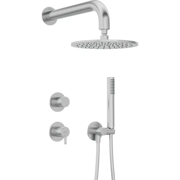 Set de dus incastrat, palarie rotunda, culoare otel slefuit Deante Silia