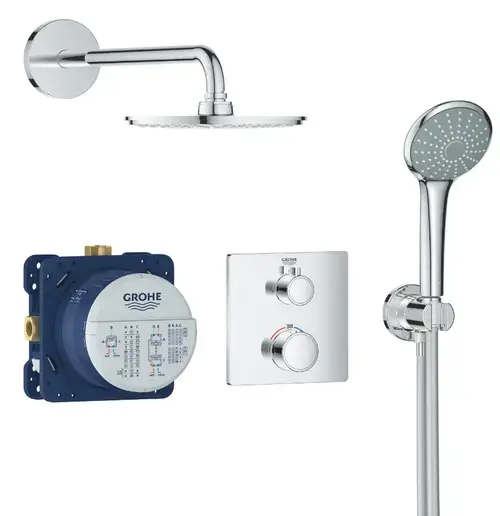 Set de dus Rainshower Grohe Grohtherm Cosmopolitan 210 cu termostat încastrat, 34734000, Crom