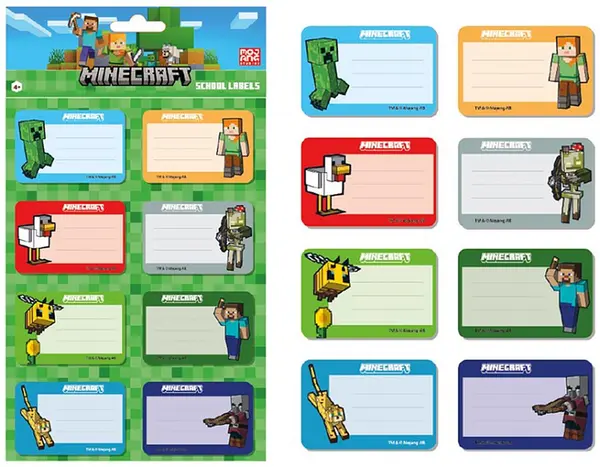 Set de etichete pentru studenți Astra Minecraft - 24 buc.
