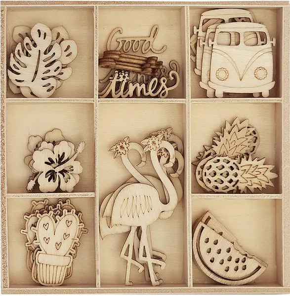 Set de figurine din lemn Galeria Papieru - Flamingo, 40 de bucăți