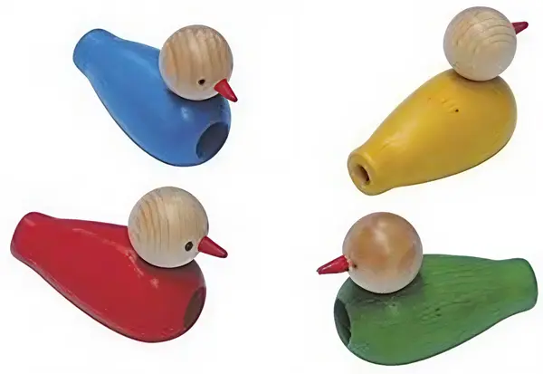 Set de fluiere din lemn Bass & Bass - Păsări, 4 bucăți