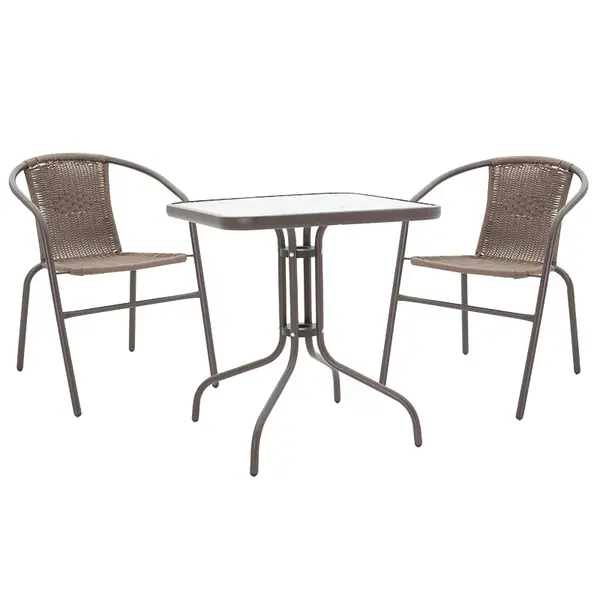 Set de gradina 3 piese Watson-Obbi, Maro - Gri inchis, 70x70x70 cm