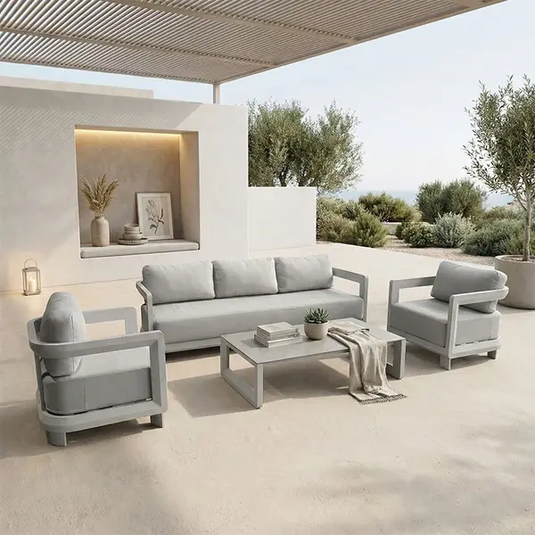 Set de gradina 4 buc. Jenora, Gri deschis, 212x72x63.5 cm