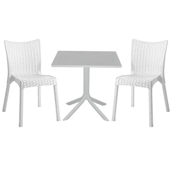 Set de gradina masa si scaune Groovy-Confident set 3 piese plastic alb 80x80x74.5cm