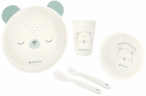 Set de hranire din plastic KikkaBoo - Bear with Me, Mint