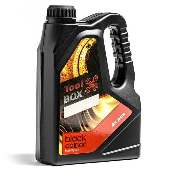 Set de instrumente mic și la îndemână, dar foarte practic, cu 21 de articole de uz zilnic JERRYCAN - NEGRU