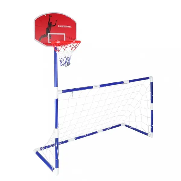 Set de joaca 2 in 1 Fotbal si Baschet pentru copii Ikonka, cu 2 mingi si pompa incluse
