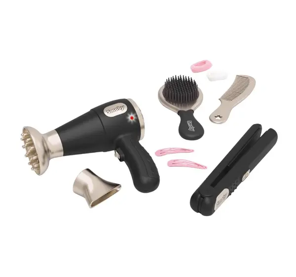 Set de joaca accesorii de coafat cu feon si placa de par pentru copii Smoby Hairstyle