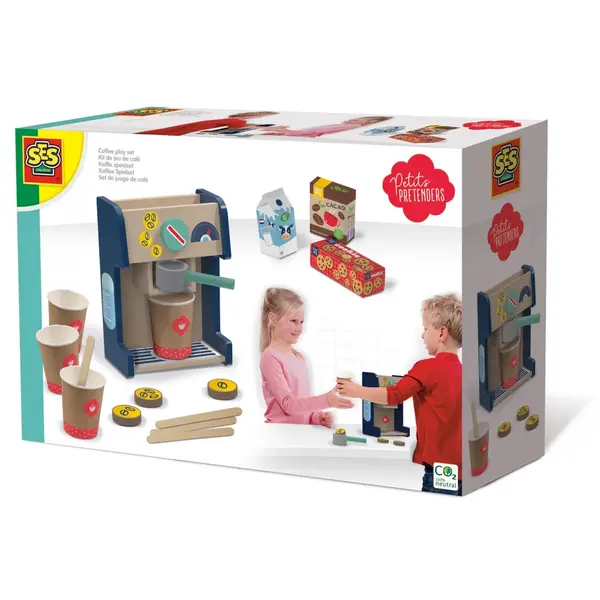 Set de joaca- Aparat de cafea din lemn cu acecsorii incluse,+3 ani