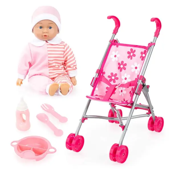 Set de joaca carucior de papusi cu papusa Bayer