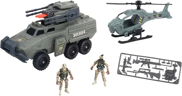 Set de joacă Chap mei Soldier Force - Elicopter și tanc, cu sunete și lumini