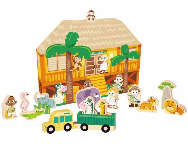 Set de joaca Classic World - Animale salbatice, cu casuta