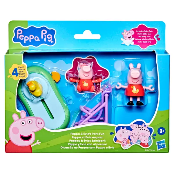 Set de joaca cu 2 figurine si accesorii, Peppa Pig si Evie, Park Fun, G0528