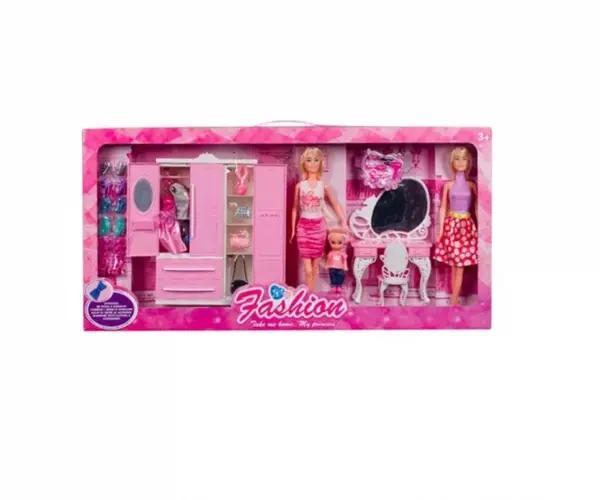Set de joaca cu 2 papusi, bebelus si accesorii incluse