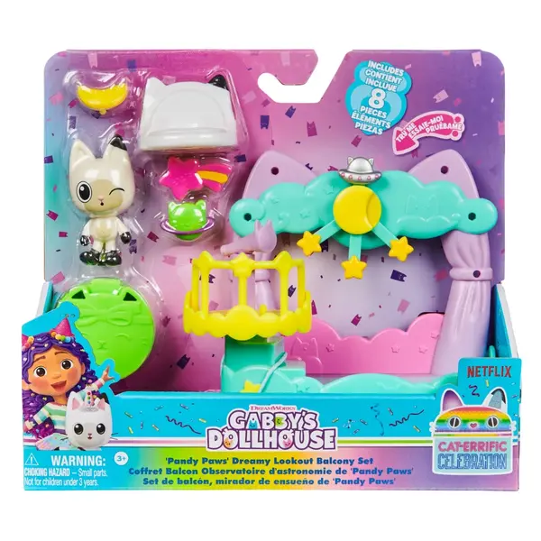 Set de joaca cu figurina, Gabbys Dollhouse, Pandy Paws Dreamy, Lookout Balcony, 20146519