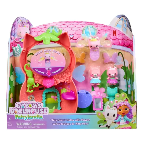 Set de joaca cu figurine, Gabbys Dollhouse Fairylandia, Kitty Fairys Flutter-riffic, 6075567