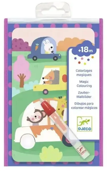 Set de joacă Djeco - Colorează imagini cu apă, Pe drum
