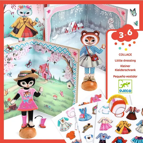 Set de joacă Djeco - Îmbrăcați păpușa cu autocolante little wardrobe