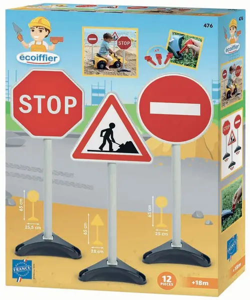 Set de joacă Ecoiffier - Indicatoare rutiere, 3 bucăți, 65 cm
