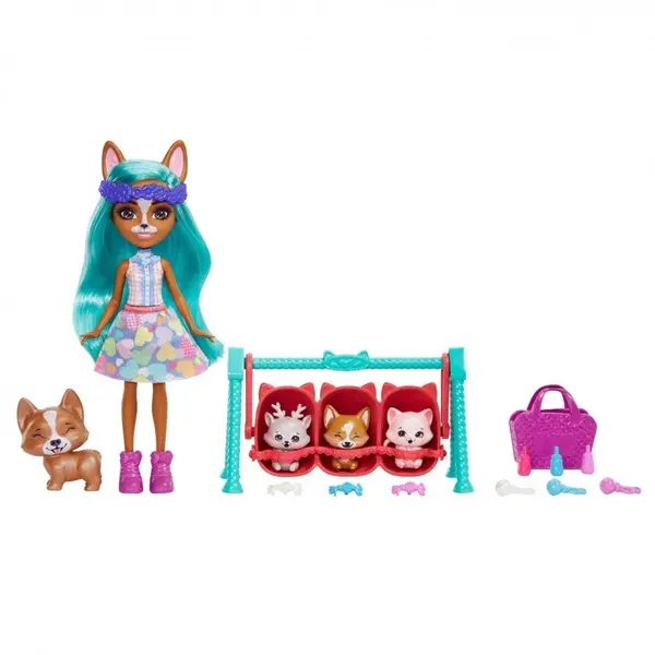 Set de joaca - Enchantimals Baby Best Friends - Crizia, Corgi si Snow | Enchantimals