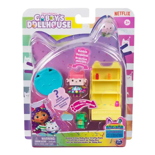 Set de joaca Gabby's Dollhouse - Bobble Kitty, Bebe Cutiuta si Camera Mestesugurilor