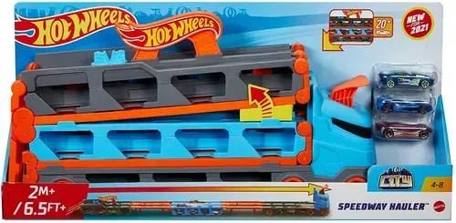 Set de joaca Hot Wheels 2 in 1, Mega Transportator masini (Multicolor)