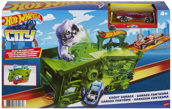 Set de joacă Hot Wheels City - Garaj bântuit, cu cărucior