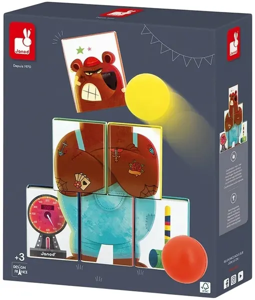 Set de joacă Janod Applepop - Mr. Bear Tin Can Alley