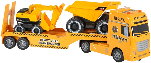 Set de joacă Jin Jia Toys - Transportor auto cu excavator si autobasculante