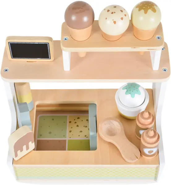 Set de joacă Moni Toys - Suport pentru înghețată din lemn, 26 piese