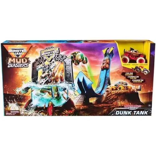 Set de joaca Monster Jam 1:64 Mud Blasters Dunk Tank, 61x35x51cm