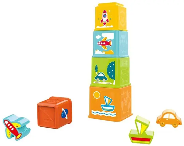 Set de joacă pentru bebeluși Raya Toys - Cuburi și figurine pentru sortare și aranjare