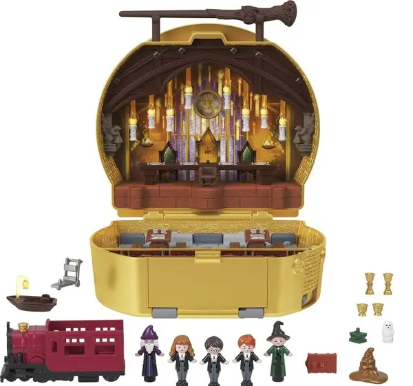 Set de joacă Polly Pocket Harry Potter - 5 păpuși micro, 11 accesorii, 4 scene