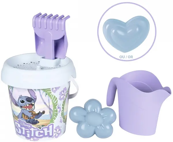 Set de joacă Smoby - Găleată de nisip cu accesorii, Stitch