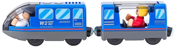 Set de joacă Woodyland - Locomotiva si vagonul, 4 piese