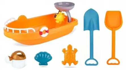Set de jucării pentru nisip Raya Toys - barcă, 6 piese, galben