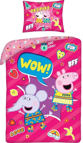 Set de lenjerie de pat pentru copii Halantex - Peppa Pig, Besties