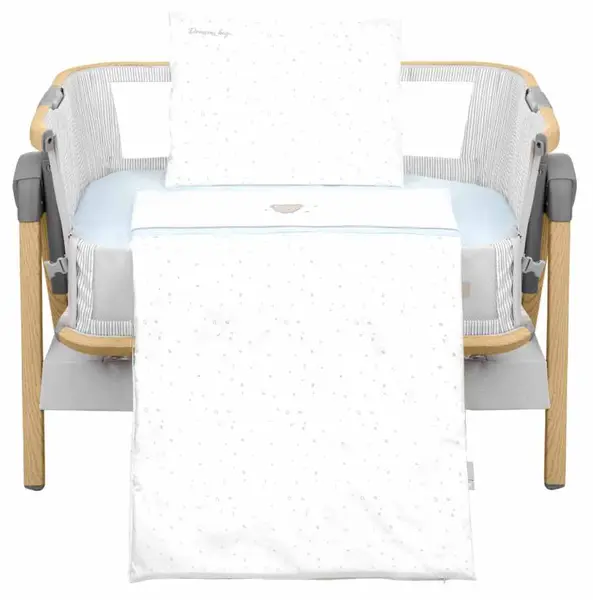 Set de lenjerie de pat pentru coș de dormit pentru bebeluși din 5 piese KikkaBoo - Dream Big, albastru