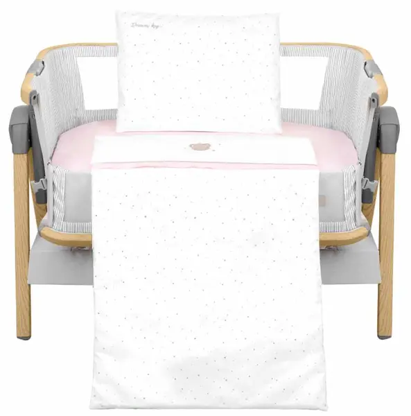 Set de lenjerie de pat pentru pătuț mini din 5 piese KikkaBoo - Dream Big, roz