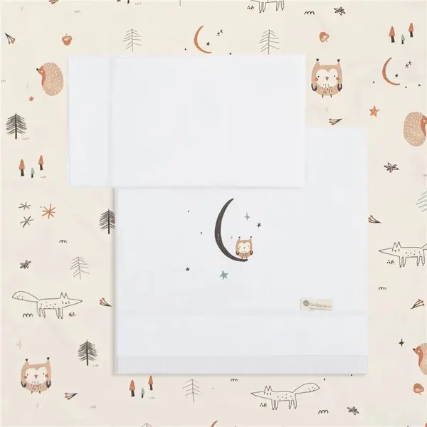 Set de lenjerie pentru pătuț Bimbi Casual - Wonderland, 3 piese, 50 x 80 cm