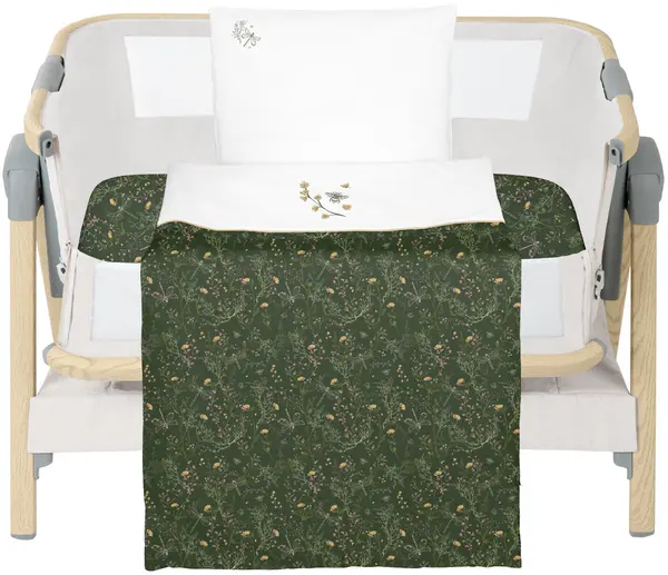 Set de lenjerie pentru pătuț de bebeluș KikkaBoo Secret Garden - Pentru pătuț mini, 3 piese, verde