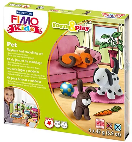 Set de lut Staedtler Fimo Kids - 4 x 42g, Pet