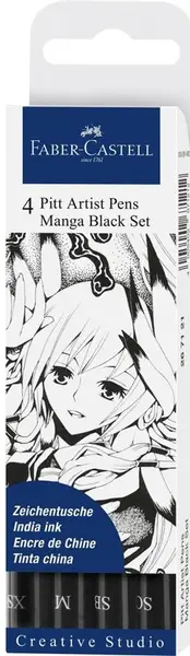 Set de markere Faber-Castell Pitt Artist - Pentru desen manga, 4 piese