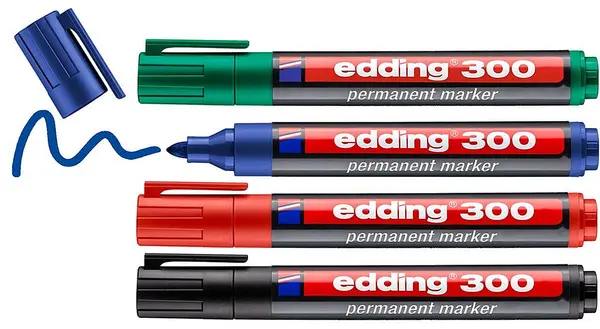 Set de markere permanente Edding 300 - 4 culori