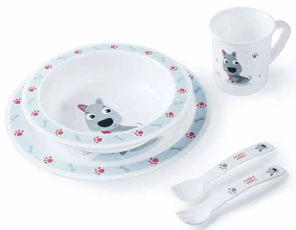 Set de masa Canpol - Catelus, 5 piese, albastru
